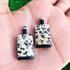 Matched Pairs Natural Dalmatian ,Black Onyx Joined Smooth Bottle Shape Loose Gemstone 28mmx13mm BG005