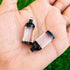 Matched Pairs  Natural Crystal Quartz ,Black Onyx Joined Smooth Bottle Shape Loose Gemstone 33mmx12mm BG040
