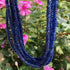 Blue Sapphire  Beaded Necklace - Necklace With Lock - Long Knotted Beads Necklace -Single Wrap Necklace - Gemstone Necklace (Without Pendant) BR-0394