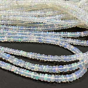 1 Long Strand Ethiopian Welo Opal Smooth Rondelles - Ethiopian Roundelles Beads 3mm-5mm 16 Inches BR03087 - Tucson Beads