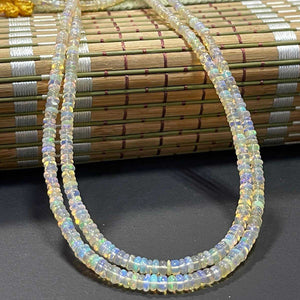 1 Long Strand Ethiopian Welo Opal Smooth Rondelles - Ethiopian Roundelles Beads 3mm-5mm 16 Inches BR03086 - Tucson Beads
