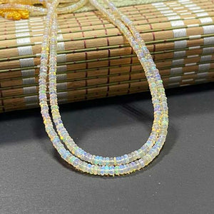 1 Long Strand Ethiopian Welo Opal Smooth Rondelles - Ethiopian Roundelles Beads 3mm-5mm 16 Inches BR03086 - Tucson Beads