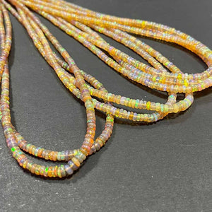 1 Long Strand Ethiopian Welo Opal Smooth Rondelles - Ethiopian Roundelles Beads 3mm-5mm 16 Inches BR03088 - Tucson Beads