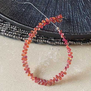 AA Super Quality Dark Orange Sapphire Faceted Briolettes - Teardrop Gemstone Beads, -3mmx2mm-5mmx4mm-6.5 Inches-BR03007 - Tucson Beads