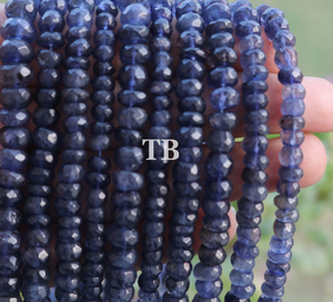 2 Long Strand AAA Quality Iolite Coated Quartz Faceted Rondelle - Iolite Roundles Beads 4mm-6mm 13.5 Inches BR1598 - Tucson Beads