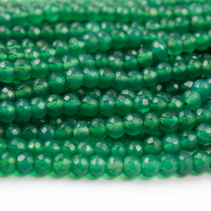 1 Strand Green Onyx Faceted Rondelles - Green Onyx Roundel Beads 6mm 13 Inches BR1605 - Tucson Beads