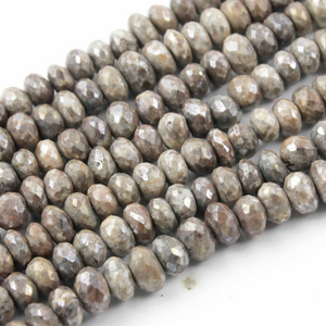 1 Strand Long Brown Moonstone Silver Coated Faceted Rondelles - Roundel Beads 7mm-8mm 8 Inches BR1842 - Tucson Beads