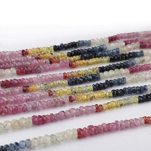 270ct.5 Strands Of Genuine Multi Sapphire Necklace-Faceted Rondelle Beads-Rare & Natural Necklace - Stunning Elegant Necklace 3mm-4mm BR2294 - Tucson Beads