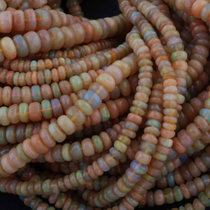 1 Strand Long 100% Natural And Genuine Rare Ethiopian Welo Opal Multi Fire Smooth Rondelles - 3mm-9mm 17 Inch BR2622 - Tucson Beads