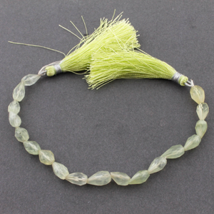 1 Strand Prehnite Faceted Briolettes - Tear Drop Center Drill Beads 8mmx5mm-12mmx7mm= 7 Inches BR2739 - Tucson Beads