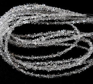 1 Strand AAA Clear White Herkimer Diamond Quartz Nuggets, 3mm-4mm Center Drilled Beads - Herkimer Rough Stone BR3792 - Tucson Beads