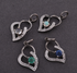 1 Pc Pave Diamond Emerald & Blue Sapphire with Heart Shape Pendant 925 Sterling Silver - 20mmx12mm Pdc1198