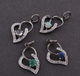 1 Pc Pave Diamond Emerald & Blue Sapphire with Heart Shape Pendant 925 Sterling Silver - 20mmx12mm Pdc1198 - Tucson Beads