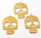 4 Pc Gold Skull Charm Pendant - 24k Matte Gold Plated - Brass Gold Skull Single Bail Pendant 62mmx46mm GPC1016 - Tucson Beads