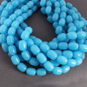 1 Strand Blue Chalcedony Smooth Drum Beads - Smooth Drum Beads 16mmx12mm 16 inches BR211 - Tucson Beads