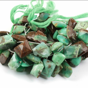 1 Strand Bio Chrysoprase Faceted Briolettes - Fancy Shape Bead 16mmx13mm-25mmx15mm 8.5 Inches BR440 - Tucson Beads