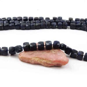 1 Long Strand Lapis Lazuli Faceted Cube Briolettes - Lapis Box shape Beads 7mm-9mm 9.5Inches BR611 - Tucson Beads