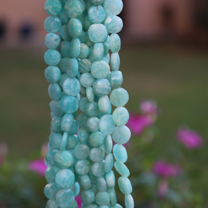 1 Strand Finest Quality Amazonite Faceted Coin Beads Brioletes - Amazonite Briolettes 7mm-11mm 8.5 Inch br 897 - Tucson Beads