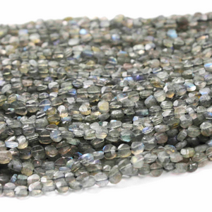 1 Strand Labradorite Faceted Coin Briolettes - AAA Quality Labradorite Beads 4mm-5mm 12 Inches BR2902 - Tucson Beads