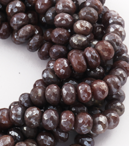 2 Strand Chocolate Moonstone Silver Coated Faceted Rondelles - Roundle Beads 8mm-11mm 14 Inches BR1569 - Tucson Beads
