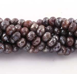 2 Strand Chocolate Moonstone Silver Coated Faceted Rondelles - Roundle Beads 8mm-11mm 14 Inches BR1569 - Tucson Beads