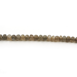 2 Strands Gray Moonstone Faceted Rondelles - Roundel Beads 8mm-9mm 7.5 Inches BR2172 - Tucson Beads