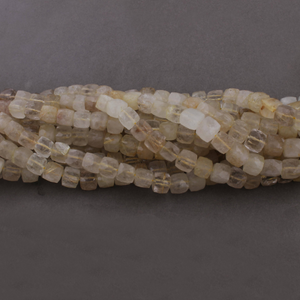 1 Strand Golden Rutile Cube Briolettes - Golden Rutile Box Shape Beads 8mm 8 Inches - Tucson Beads