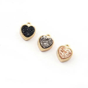 10 Pcs Mystic Druzy Heart Shape Pendant, 24k Gold Plated, Titanium Pendant, Bezel Pendant 10mmX7mm PC631 - Tucson Beads