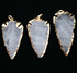 9 PC Crystal Quartz Arrowhead  24k Gold  Plated Single Bail Pendant -  Electroplated With Gold Edge - 65mmx25mm-49mmx24mm AR210
