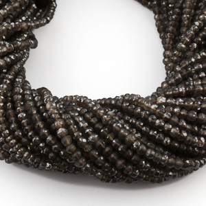 5 Strands Smoky Quartz Silver Coated Faceted Rondelles - Smoky Quartz Coated Rondelle Beads 3mm-4mm 13 Inches RB031 - Tucson Beads