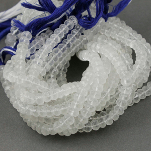 1 Strand Crystal Quartz Faceted Rondelles Beads - Crystal Quartz Roundelle Beads 7mm-8mm 10 inches BR1627 - Tucson Beads