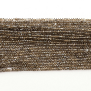 5 Strands Smoky Quartz Faceted Silver Coated Rondelles - Smoky Quartz Coated Rondelle Beads 3mm-4mm 13 Inches RB003 - Tucson Beads