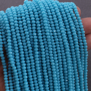 5 Strands Blue Chalcedony Faceted Beads, Glass faceted Rondelles,Loose Spacer Beads 3-3.5mm 13inche RB024 - Tucson Beads