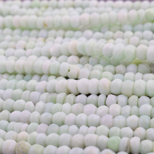 5 Strands Light Green Opal Faceted Rondelles Beads- Rondelles Shape Beads 4mm 13 Inches RB311 - Tucson Beads