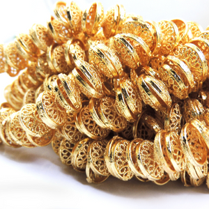 1 Strand 24k Gold Plated Designer Copper Casting Half Cap Beads - Jewelry Making - 12mmx4mm 7.5 Inches GPC091 - Tucson Beads