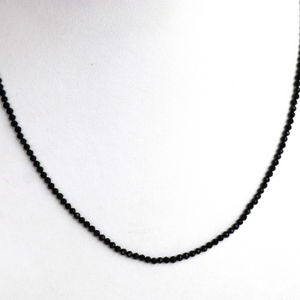 Black Spinel  Beaded Necklace, 2-3mm Sparkly Necklace,Necklace,Tiny Beaded, Necklace 17.5"Long BR3391 - Tucson Beads