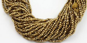 5 Full Strands Brass Pyrite Faceted Rondelles 3.5mm to 4mm 13.5 inch strand RB142 - Tucson Beads