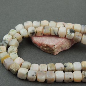 1 Strand Pink Opal Faceted Cube Briolettes - Box Shape Beads 9 Inch 7mm-8mm BR-4162 - Tucson Beads