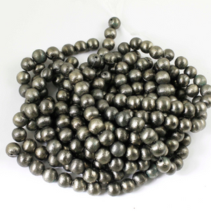 2 Strands AAA Quality Copper Brushed Round Ball In Black Polished Copper 10mm 7.5 inch Strand GPC1050 - Tucson Beads