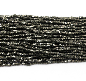 2 Strands AAA Quality Diamond Cut Cubes Beads Oxidized Silver Plated Box Shape Beads 2mm 12.5 Inch GPC1040 - Tucson Beads