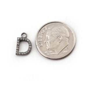1 Pc Pave Diamond 925 Sterling Silver Alphabet "A to Z" Letter Charm Pendant PDC872 - Tucson Beads