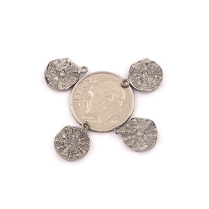 1 Pc Pave Diamond Wavy Round Disc  925 Sterling Silver Pendant - Diamond Pendant 12mmx10mm PDC899 - Tucson Beads