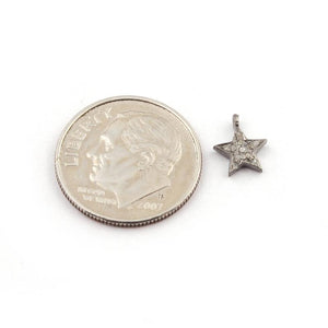 1 Pc Pave Diamond Star Charm Over 925 Sterling Silver Single Bail Pendant - Star Pendant 8mmx7mm PDC1018 - Tucson Beads