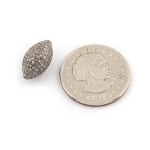 1 Pc Pave Diamond Designer Oval Bead - 925 Sterling Silver- Diamond Bead - 17mmx10mm PDC168 - Tucson Beads