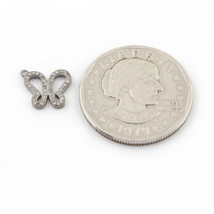 1 Pc Pave Diamond 925 Sterling Silver Butterfly Charm Pendant 11mmX12mm Pdc265 - Tucson Beads