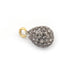 1 Pc Pave Diamond Tear Drop 925 Sterling Silver/ Vermeil Charm Single Bail Pendant - 11mmx6mm PDC1094 - Tucson Beads