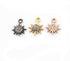 2 Pcs Pave Diamond Sun Charm 925 Sterling Silver /Vermeil & Rose Gold Vermeil Pendant - 11mmx8mm PDC908