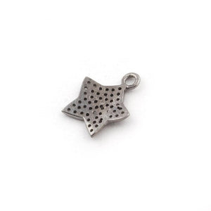 1 Pc Pave Diamond Star Charm Over 925 Sterling Silver Pendant - Star Pendant 15mmx12mm PDC682 - Tucson Beads