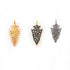 1 Pc Pave Diamond Arrowhead Charm Pendant - 925 Sterling Silver - Arrow Pendant 15mmX6mm PDC804
