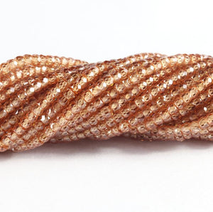 5 Strands Peach Zircon 3mm Gemstone Rondelles - Gemstone Beads, Roundle Beads, Jewelry Making Supplies 12.5 inch long RB155 - Tucson Beads